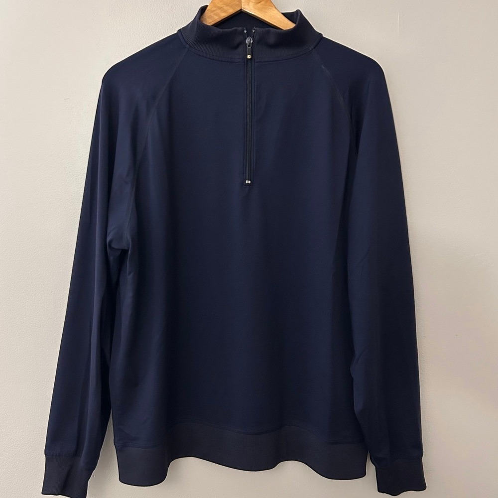 FootJoy Pullover Mens Large Navy Blue 1/2 Zip Long Sleeve Golf Performance Shirt